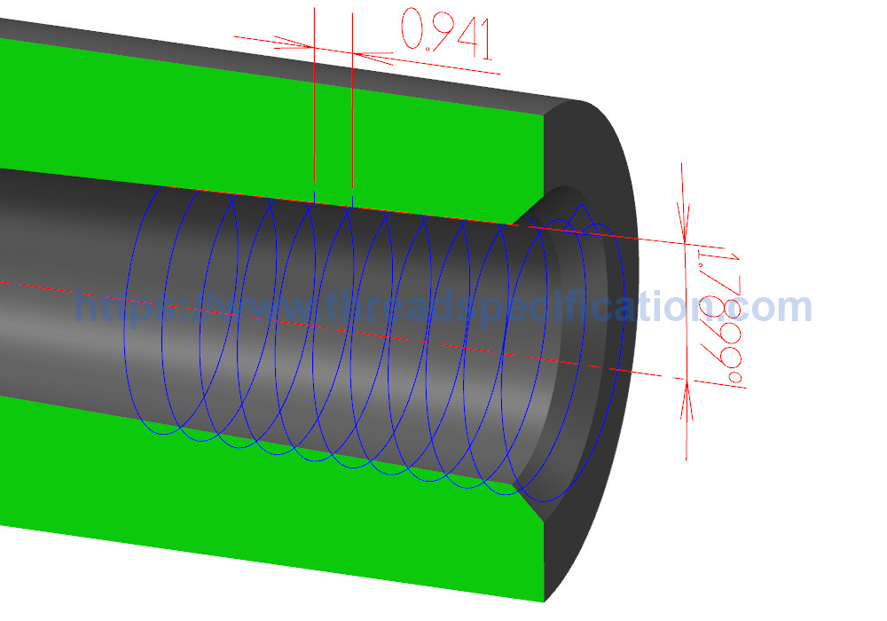internal thread with thread profile and helix