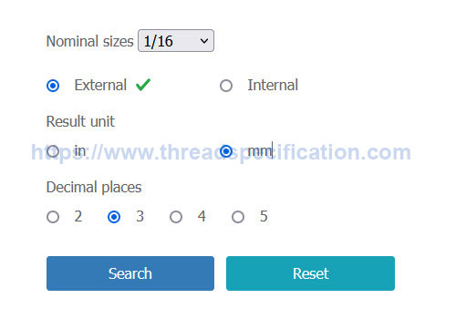 external national pipe thread NPT 1/16 input parameter