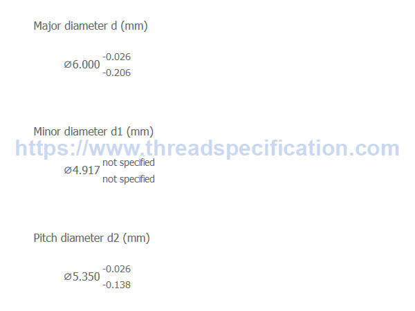 External M6x1 6g thread specification